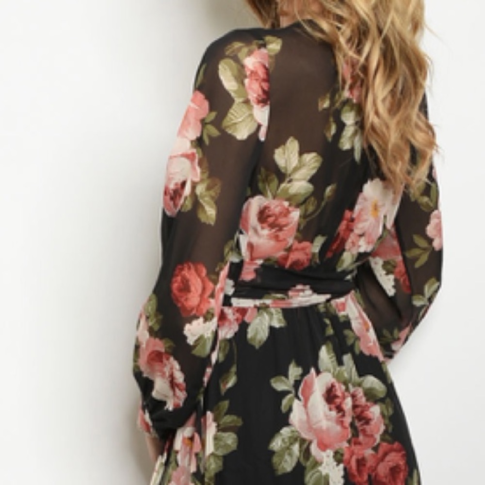 ☀️BLACK FLORAL PRINT DRESS - Picture 5 of 9